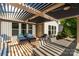 Serene backyard patio with lounging chairs and dining area under a modern pergola at 2035 Palace Way, Indian Land, SC 29707