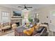 Bright living room with a stone fireplace, comfortable seating, and an open layout at 2117 Camp Greene St, Charlotte, NC 28208