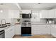 Modern kitchen with white cabinets, stainless appliances, granite counters, and stylish backsplash at 243 Barber St, Rock Hill, SC 29730