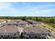 Wide aerial shot of a residential area with neatly arranged townhouses, trees and well-maintained roads at 423 Wescott St # 73, Indian Trail, NC 28079