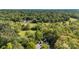 Wide aerial shot showcasing the property's secluded location surrounded by verdant trees and open green space at 4522 Woods End Ln, Charlotte, NC 28277