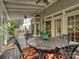Covered back porch offering an outdoor dining area and ample space for relaxation with outdoor view at 6325 Hawkwood Ln, Charlotte, NC 28277