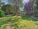 Picturesque backyard with well-maintained lawn, mature trees, and wooden fence creating a private oasis at 6325 Hawkwood Ln, Charlotte, NC 28277