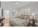 Serene bedroom with shuttered windows, a comfortable bed, and an attached ensuite bathroom at 806 Sunnyside Ave, Charlotte, NC 28204