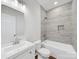 Modern bathroom featuring a bathtub, tiled shower, vanity with sink, and wood-look flooring at 1067 Old Charlotte Rd, Concord, NC 28027