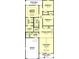 Detailed floor plan showcasing three bedrooms, two bathrooms, a living room, and an attached garage at 121 Hamrick Ave, Shelby, NC 28152