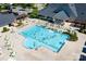 Aerial view of the community pool featuring a large pool area with seating, umbrellas, and lounging areas at 14015 Cameryn Elise Dr, Cornelius, NC 28031