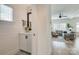 Charming powder room with shiplap walls and tiled floors, conveniently near the living area at 1505 Landis Ave, Charlotte, NC 28205