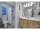 Cozy bathroom with neutral tones, bathtub, and modern vanity offering a clean aesthetic at 15101 Sharrow Bay Ct # 12, Huntersville, NC 28078