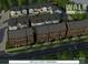 Aerial view of the townhome community, highlighting the brick and colorful exteriors and streetscape layout at 280 Gilead Rd, Huntersville, NC 28078