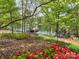 A serene backyard view with mature trees, blooming red azaleas and a glimpse of the inviting lake at 345 Porters Glen None, New London, NC 28127