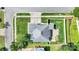 Drone's-eye view of the property, highlighting the patio, landscaping, fenced yard, and neighborhood at 3701 Arthur St, Indian Trail, NC 28079