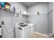 Well-organized laundry room with modern washer and dryer, accompanied by ample shelving for storage solutions at 4001 Brook Valley Run, Monroe, NC 28110
