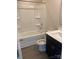 Bathroom featuring a shower-tub combo, a white vanity, and tile flooring at 436 Phifer Rd, Kings Mountain, NC 28086