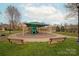 Community playground with shade covering, play structures and seating at 11308 Wheat Ridge Rd, Charlotte, NC 28277