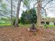 Backyard featuring a classic fountain, mature trees, and a park-like setting at 12708 Hollyhock Ln, Huntersville, NC 28078