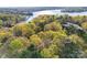 Aerial view of lush trees with a lake beyond at 2124 Marquesas Ave, Tega Cay, SC 29708