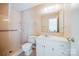 Bathroom featuring a tiled shower, toilet, and vanity at 106 Jason Ct, Fort Mill, SC 29715
