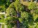 Aerial view showcasing the home nestled among lush, mature trees at 119 Lakenheath Ln, Matthews, NC 28105