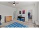 Bedroom featuring neutral carpeting, a ceiling fan, and closet at 12110 Anne Blount Aly, Huntersville, NC 28078