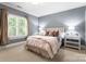 Cozy bedroom with neutral walls, plush bedding, and natural light from the large window at 12627 Ninebark Trl, Charlotte, NC 28278