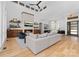 Bright living room with hardwood floors, large windows, fireplace, and high ceilings at 233 Conifer Way, Shelby, NC 28150