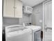 Bright laundry room featuring a modern washer, dryer, storage cabinets, shelving, and room for organizing at 2420 Kannapolis Hwy, Concord, NC 28027