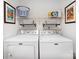 Laundry room features front load Maytag washer and dryer with wire rack shelving and framed art at 2510 Bricker Dr, Charlotte, NC 28273