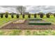 Backyard with raised garden beds and lush landscaping at 3012 Ocean Dr, Monroe, NC 28110