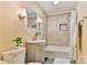 Bathroom view of the vanity, shower and toilet at 4445 Pioneer Dr, Hickory, NC 28601