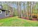 Grassy backyard bordered with trees, fencing and landscaping at 6500 Wealdstone Ct, Mint Hill, NC 28227