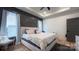 Bright main bedroom features a large bed, modern furnishings, and views of the surrounding neighborhood at 782 Chalice Sw St, Concord, NC 28027