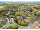 Breathtaking aerial view of a neighborhood with lush trees, a pond, and well-maintained homes at 10809 Wicklow Brook Ct, Charlotte, NC 28277