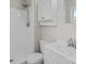 Bright bathroom featuring walk-in shower, vanity, toilet, and medicine cabinet at 1104 Crestview Dr, Salisbury, NC 28146