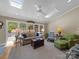 Bright living room features skylights, large windows, and views of the landscaped backyard at 1206 Heatherloch Dr, Gastonia, NC 28054