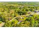 The home sits on a generous lot surrounded by trees, noted by an address sign in an aerial shot at 1849 Harris Rd, Fort Mill, SC 29708