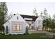 A modern, two-story home boasts a light-colored facade, dark roof, and expansive windows with a well-manicured lawn at 20114 Norman Colony Rd, Cornelius, NC 28031