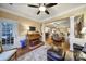 Inviting living area with hardwood floors, piano, and seamless transition to adjacent rooms for open concept living at 2158 Hartwell Ln, Fort Mill, SC 29707