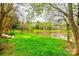 Lush backyard with a pond view, mature trees, and a well-maintained lawn for outdoor enjoyment at 2515 Barrington Ct, Rock Hill, SC 29732