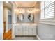 Well-lit bathroom with double sinks, white cabinetry, and modern fixtures for a clean and functional space at 2515 Barrington Ct, Rock Hill, SC 29732