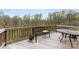 Wooden back deck showcasing outdoor seating and views of the surrounding trees at 2548 Flintshire Ln, Gastonia, NC 28056