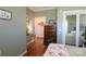 Bedroom area featuring a desk, dresser, and comfortable queen-sized bed at 403 Garner Dr, Salisbury, NC 28146