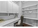 Well-lit home office with built-in shelves, white cabinets, and comfortable seating at 4038 City Homes Pl, Charlotte, NC 28209