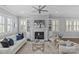 Bright living room with fireplace, built-in shelves, plantation shutters, and stylish furnishings at 4038 City Homes Pl, Charlotte, NC 28209