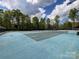 Community tennis court with green surface, net, and surrounding trees at 6114 Abergele Ln, Matthews, NC 28104