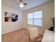 Small bedroom with carpet, ceiling fan, and window at 920 Ashworth Dr, Gastonia, NC 28054