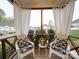 Inviting screened porch with chairs, accent table, patterned rug, and views of the neighborhood at 920 Ashworth Dr, Gastonia, NC 28054
