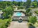 Aerial view of community pool and clubhouse provides an inviting oasis for relaxation and recreation at 128 Front Porch Dr, Rock Hill, SC 29732