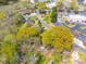 Bird's-eye view showing the home situated amongst green trees, near commercial areas and paved streets at 1903 Marshall Ave, Gastonia, NC 28052