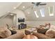 Bright loft featuring comfortable seating, a ceiling fan, neutral colors, and natural lighting from multiple skylights at 19040 Mary Ardrey Cir, Cornelius, NC 28031